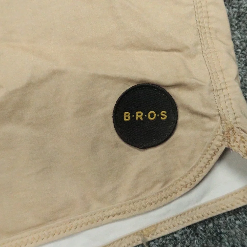 Howler Bros Shorts Men 35 Tan Los Vaqueros Desert Print Snap Pocket Stretch Swim